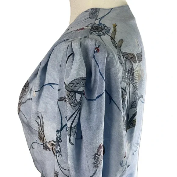 Zadig & Voltaire Holly Rogers Silk CDC Floral Skull Bird Print Mini Dress‎ XS